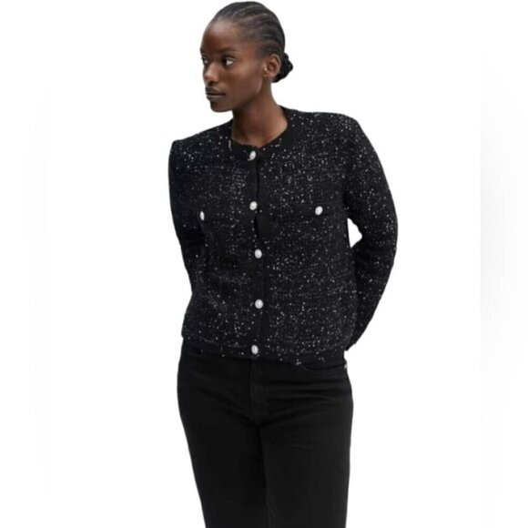 Mango - Ladies, Tweed Cardigan with Jewel Button - Black. Size: S. NWT - Picture 13 of 16